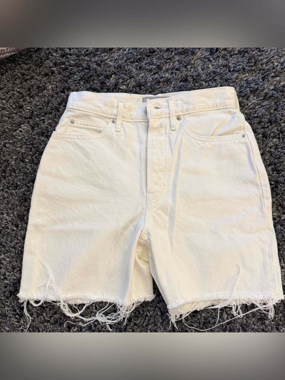 Everlane White High-Rise Denim Jean Shorts size 25